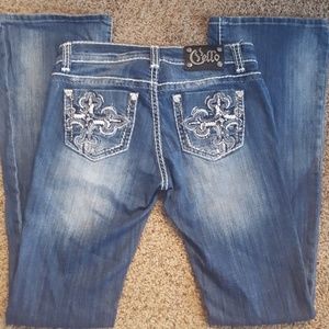 Cello jeans wide leg embellished embroidered